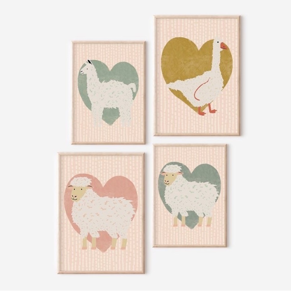 Furry Farm Animals Neutral Nursery Digital Art Prints. Multiple sizes